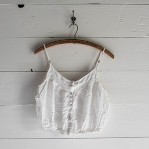 Amuse Society Vintage Sheer Button Down Crop Tank
